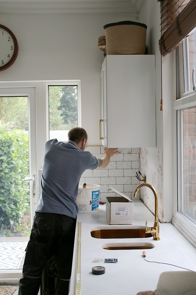 brushed brass tile trim