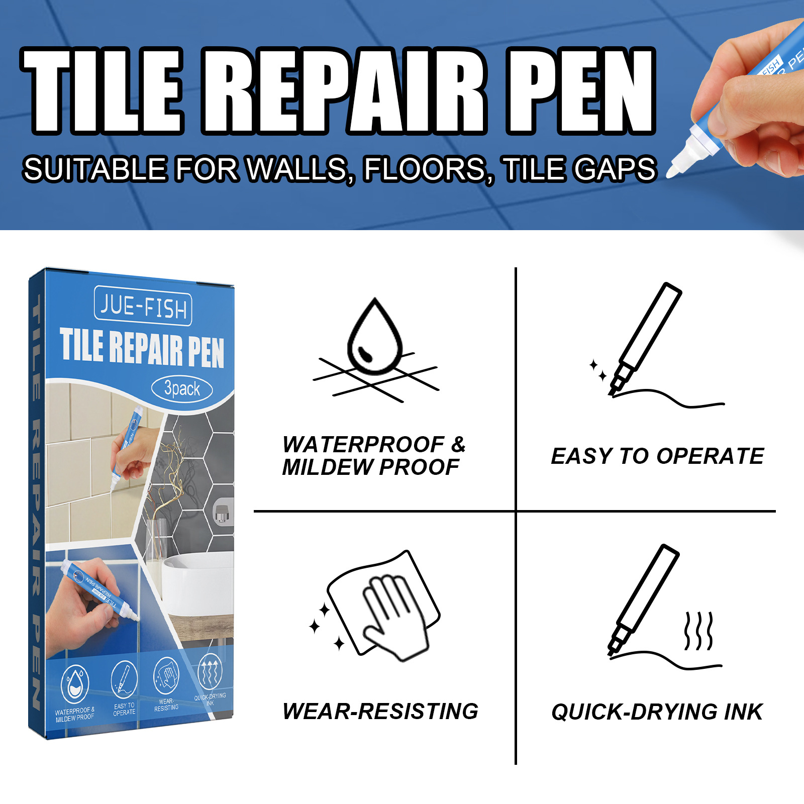 Waterproof Quick Drying Tile Repair Pen Best Tile Repair Agent from a