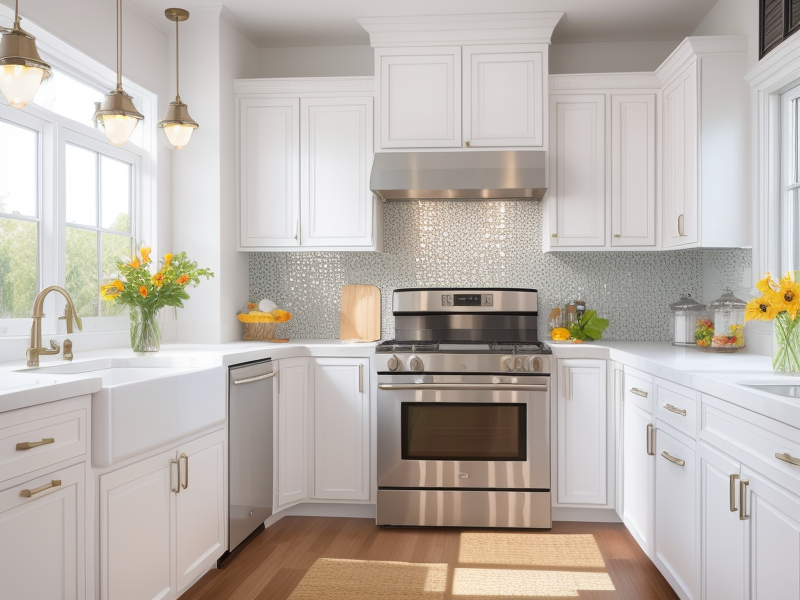 white tile edge trim in the kitchen