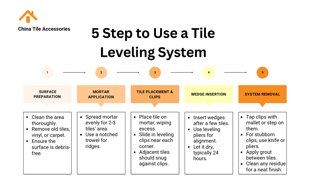 5 step to use a tile leveling system