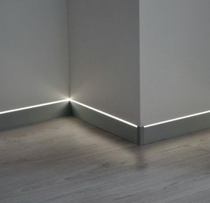 led strip lights on baseboards