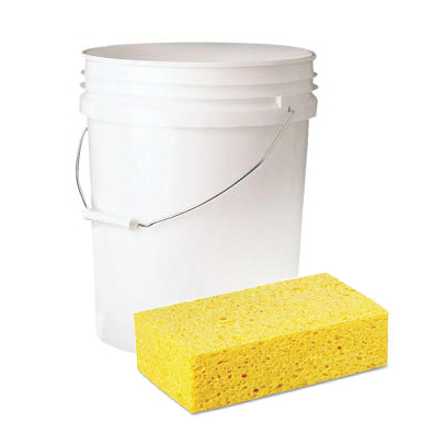 Sponge and Bucket, used for tiling leveling tile