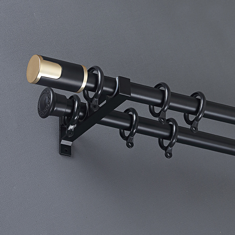 black double curtain rod