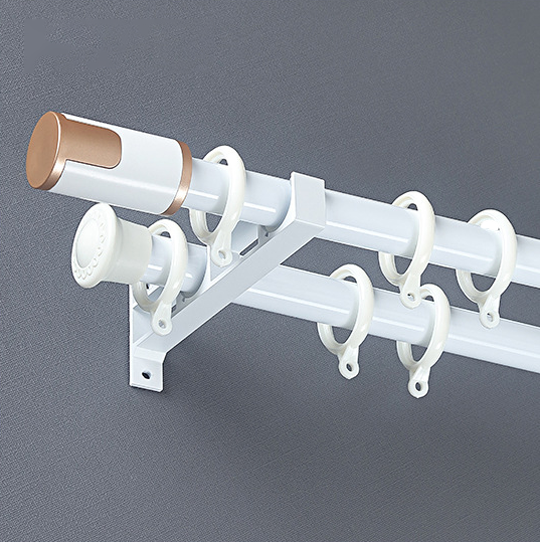 white double curtain rod