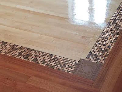 The Mosaic tile to wood Transition idea