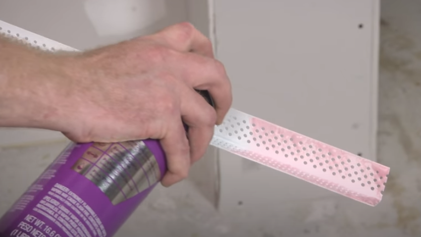 Apply the Spray adhesive on drywall corner bead