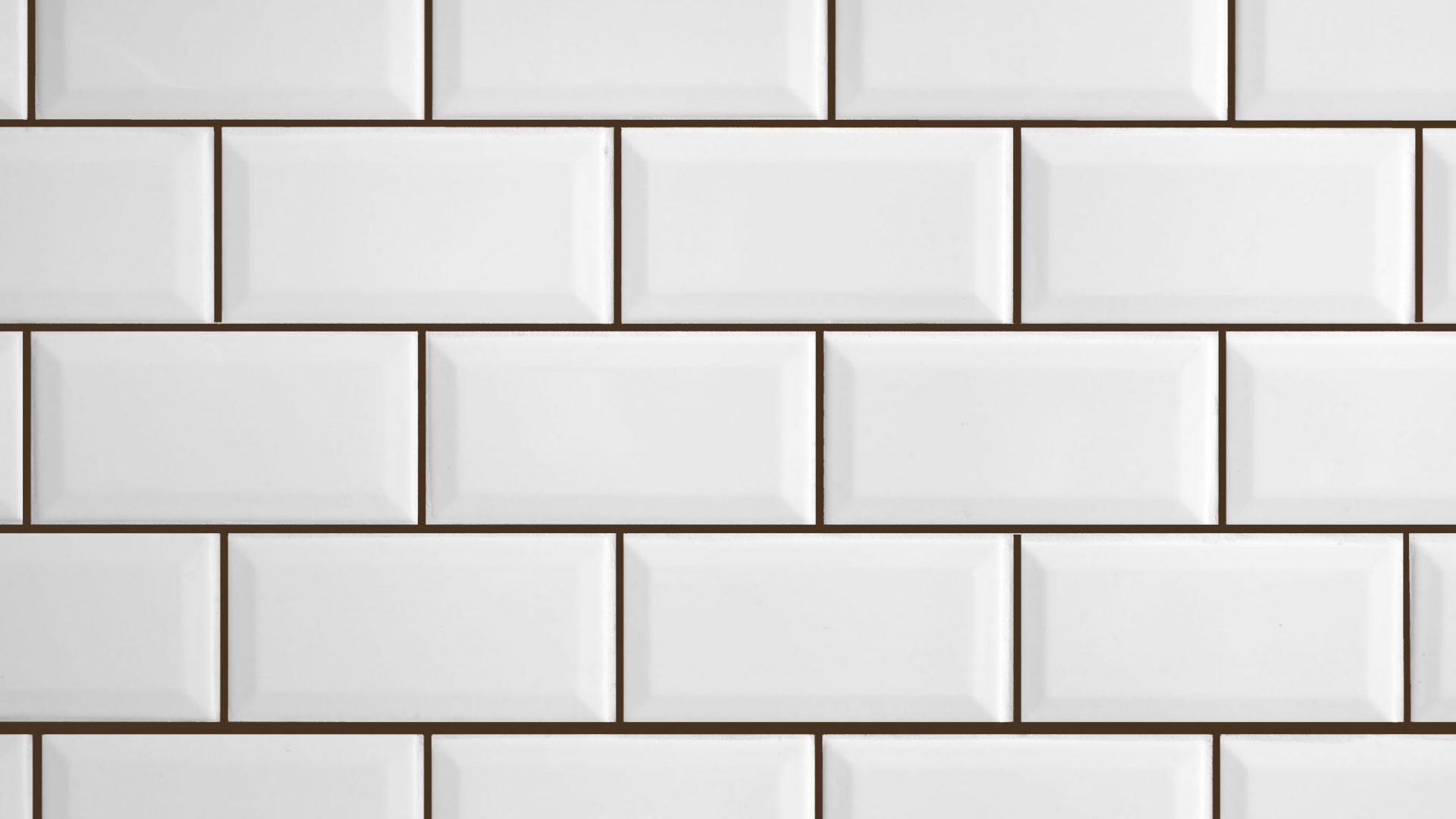 White Subway Tile with Brown Grout