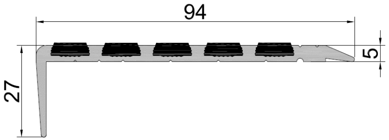 Aluminum Stair Nosing With Carborundum Insert 36