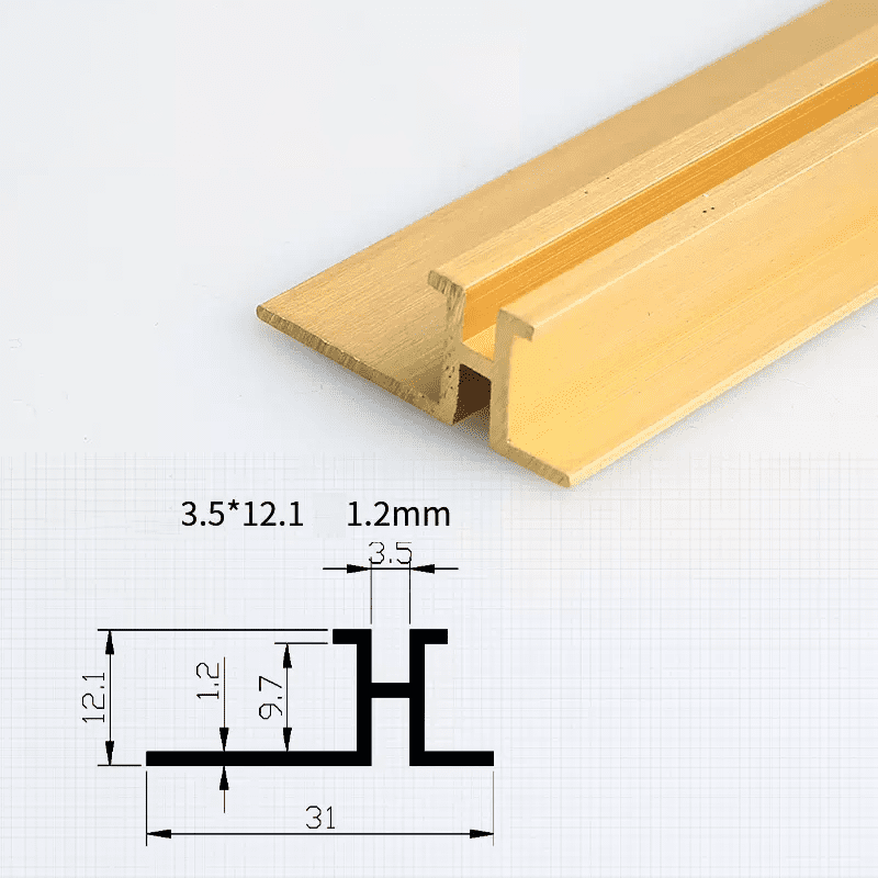 H Edge Polished Brushed Brass Trim 1.2mm