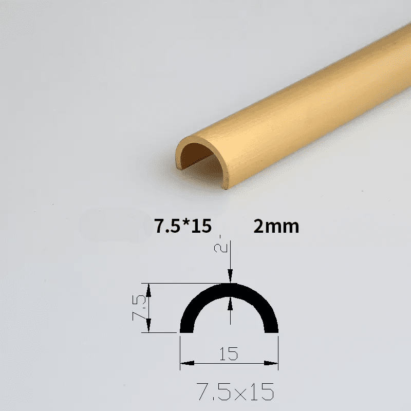 Half Round Brushed Brass Tile Trim 12mm