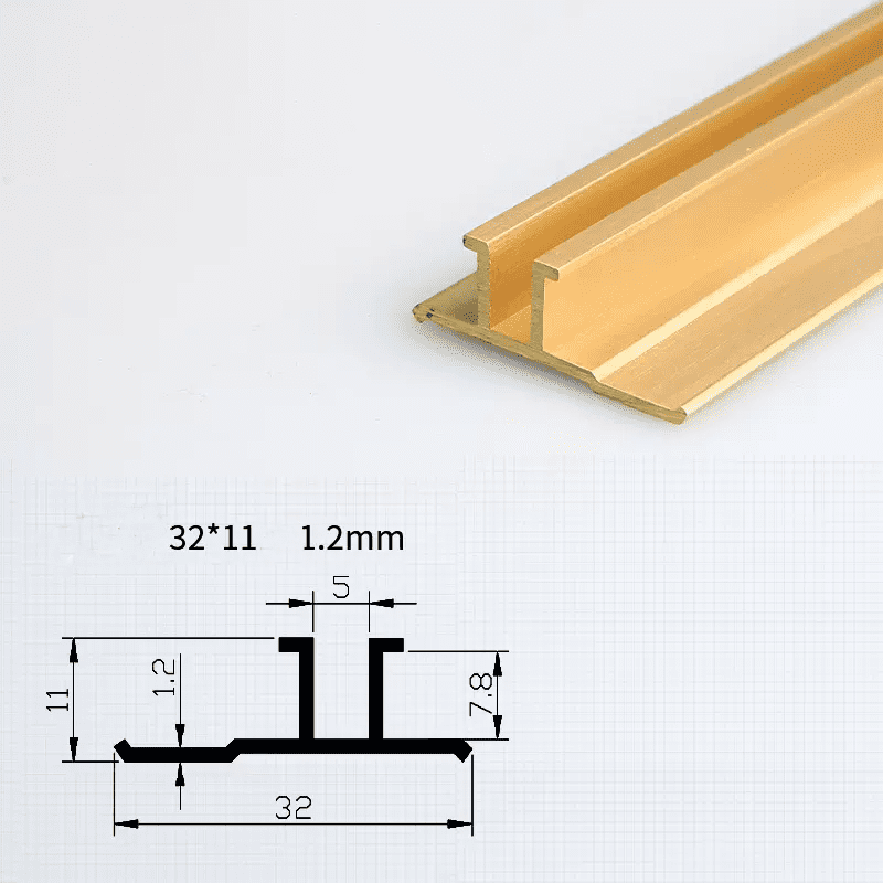 High-Gloss Polished 12mm Brushed Brass Tile Trim