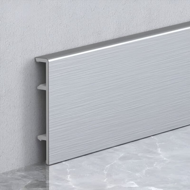 Brushed Silver Baseboard Stainless Steel Trim 2M