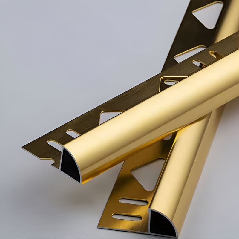 Round Edge Gold Aluminum Trim Polished Finish 8mm