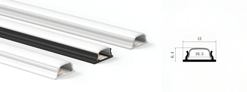 1506 Cruved LED Light Extrusion ANOD. WhiteBlack