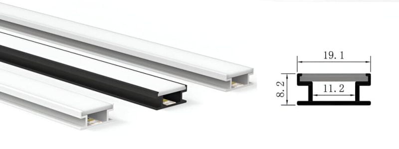 1908 Wide LED Extrusion Profiles Surface Mount ANOD.