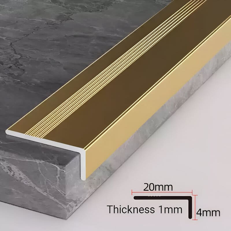 20x4mm Commercial Hammered Aluminum Stair Nosing - 2.7M