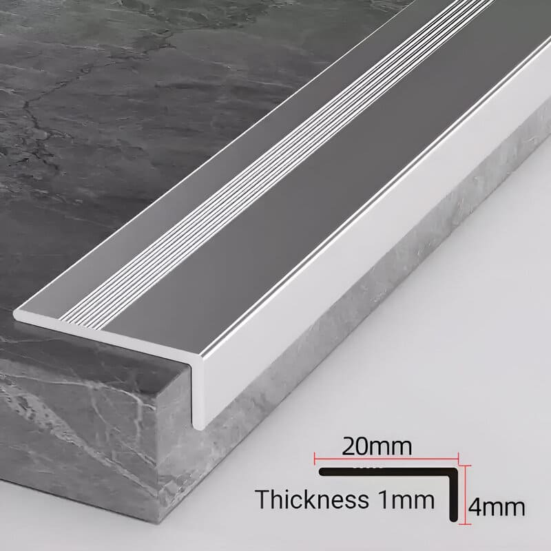 20x4mm Silver Aluminum Stair Nosing Floor Transition Strip