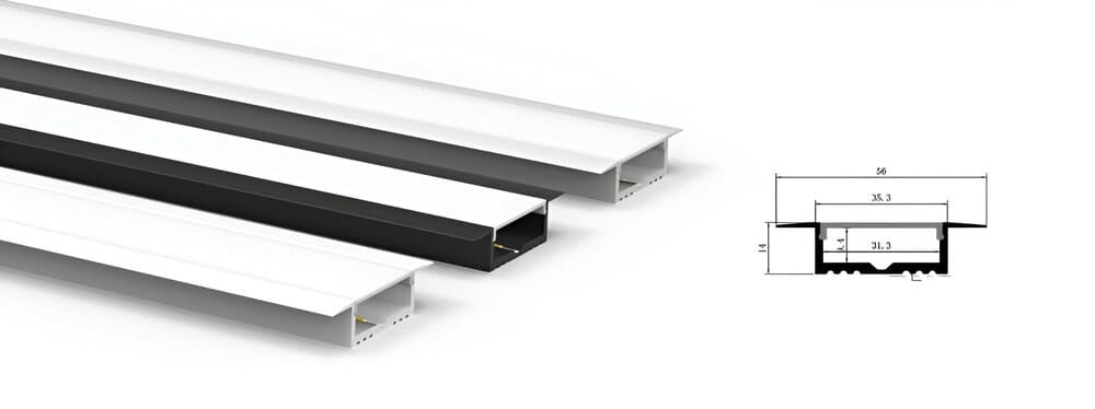 5614 Large Embedded Flush Recessed Aluminium LED Channel