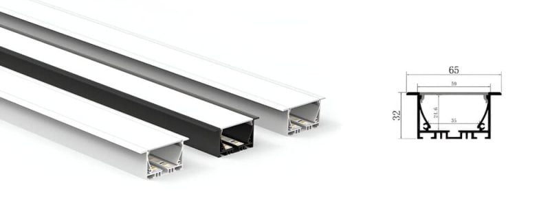 6532-2 Recessed LED Channel Drywall Large Embedded ANOD.