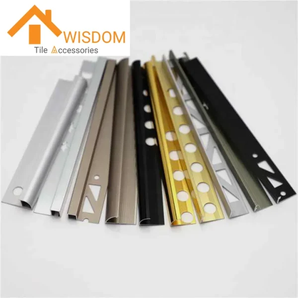 Aluminum Wall Corner Tile Edge Trim Profiles Custom Shapes