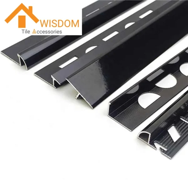 Black Aluminum Tile Edging Trim Custom Shapes 1.2mm Thickness