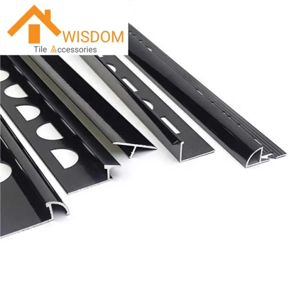 Black Aluminum Tile Edging Trim Custom Shapes 1.2mm Thickness
