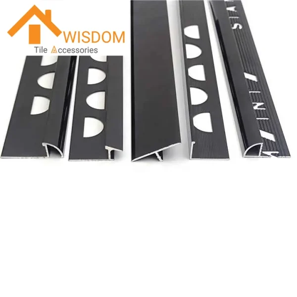 Black Aluminum Tile Edging Trim Custom Shapes 1.2mm Thickness