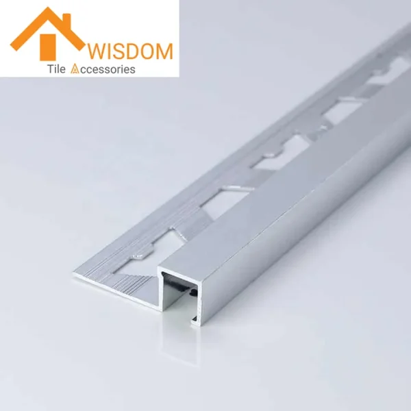 Brushed Aluminum Square Edge Tile Trim for Decorative Applications