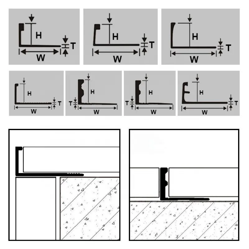 Case L Shaped Brushed Aluminum Tile Trim 1.2mm Silver 001