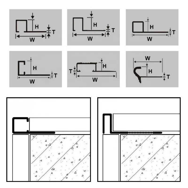 Case Powder Coated Square Edge Aluminum Tile Trim Scratch Resistant 001