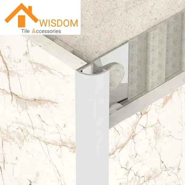 Curved Aluminum Tile Trim for Wall Corners 1.2mm Thickness