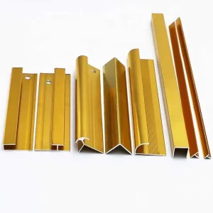 Gold Aluminum Tile Trim Strips 1.2mm Thickness for Decorative Applications