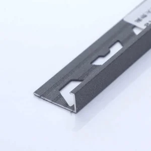 L-Shaped Aluminum Tile Trim with Dark Granite Effect 1.2mm