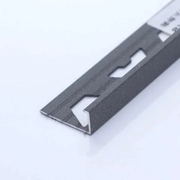 L-Shaped Aluminum Tile Trim with Dark Granite Effect 1.2mm