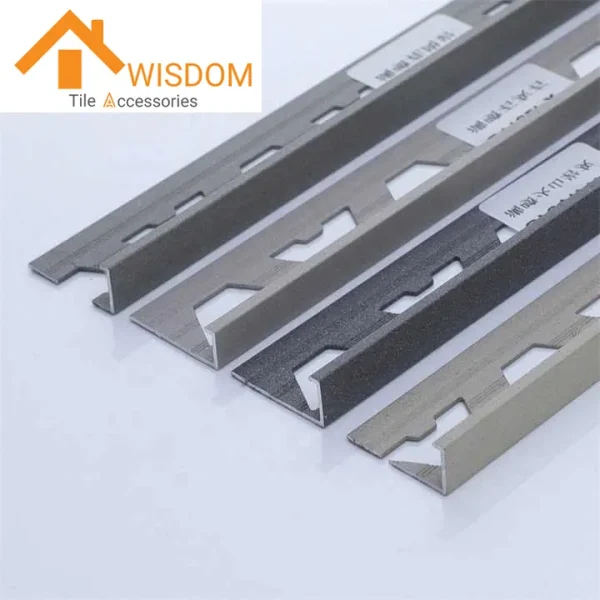 L-Shaped Aluminum Tile Trim with Sand Stone Effect 1.2mm Thickness