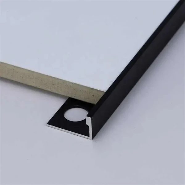 L-Shaped Black Aluminum Straight Edge Tile Trim 1.2mm