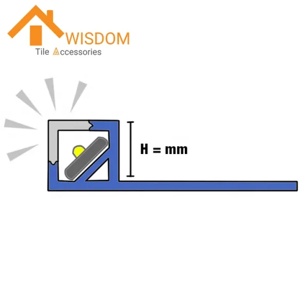 Square LED Aluminum Tile Edge Trim 1.2mm Thickness