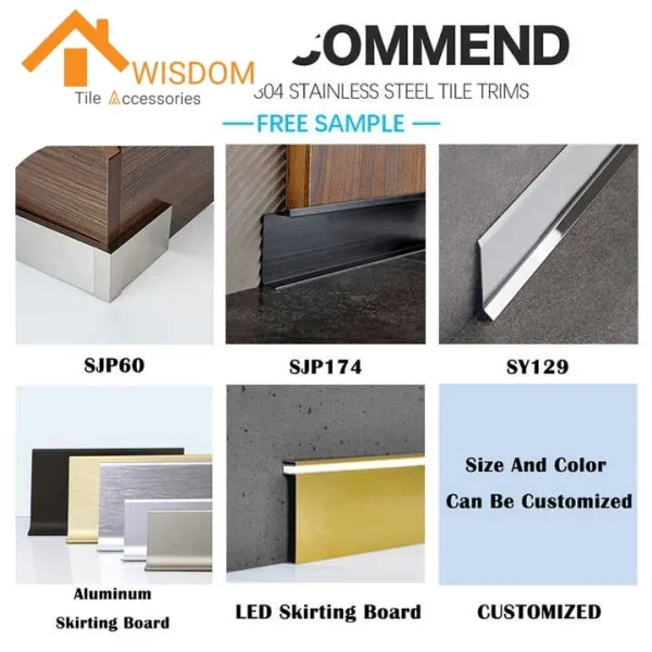 304 Stainless Steel Skirting Profiles for Wall Foot Decoration