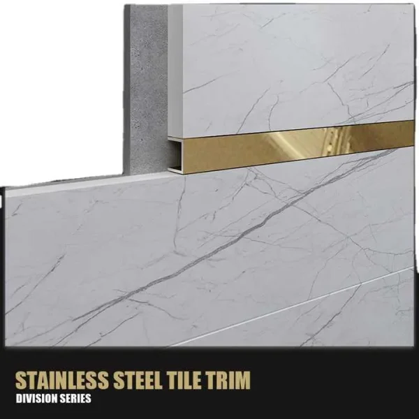 304 Stainless Steel U-Shaped Tile Trim Profile 10-60mm Flat Transition