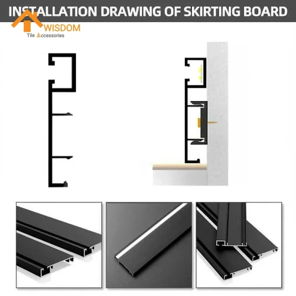 Aluminum Alloy LED Skirting Board with Integrated Lighting