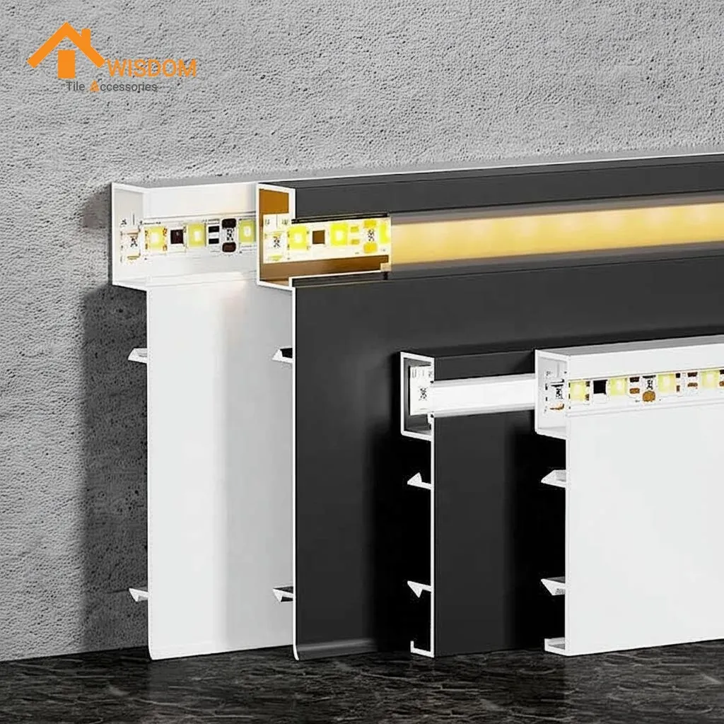 Aluminum LED Baseboard Lighting Skirting 1.2mm Thickness 6 Aluminum LED Strip Skirting for Decorative Baseboard Applications