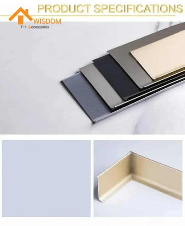 Aluminum Tile Trim for Flooring Accessories 1.2mm Thickness