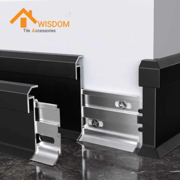 Aluminum Tile Trim with LED Light Channels for Floor Skirting
