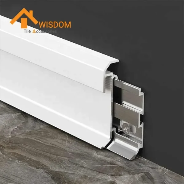 Aluminum Tile Trim with LED Light Channels for Floor Skirting