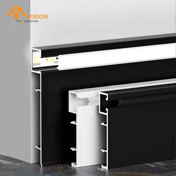 Anodized Aluminum Alloy Skirting Board with LED Lighting