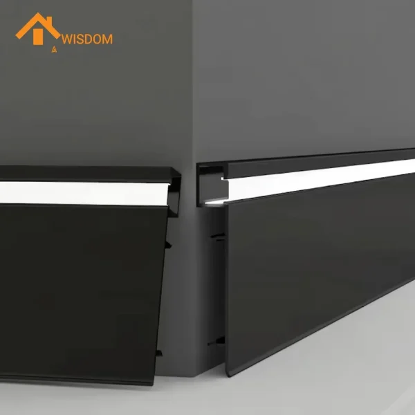 Black LED Skirting Profile for Wall Edge Protection