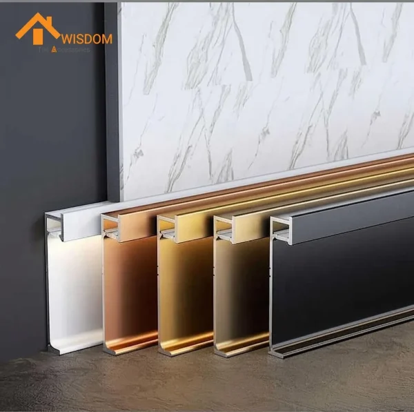 Brushed Anodized PVC Extrusion Waterproof Skirting Board Flooring