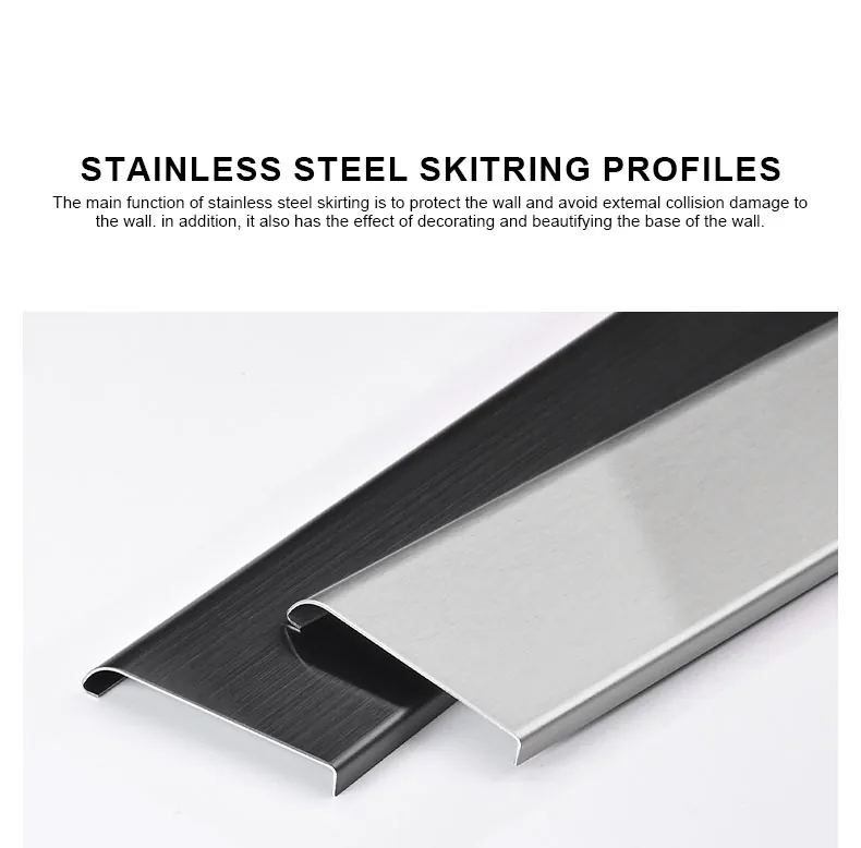 Case Black Stainless Steel Floor Skirting Board Wall Protector Corner Profile 002