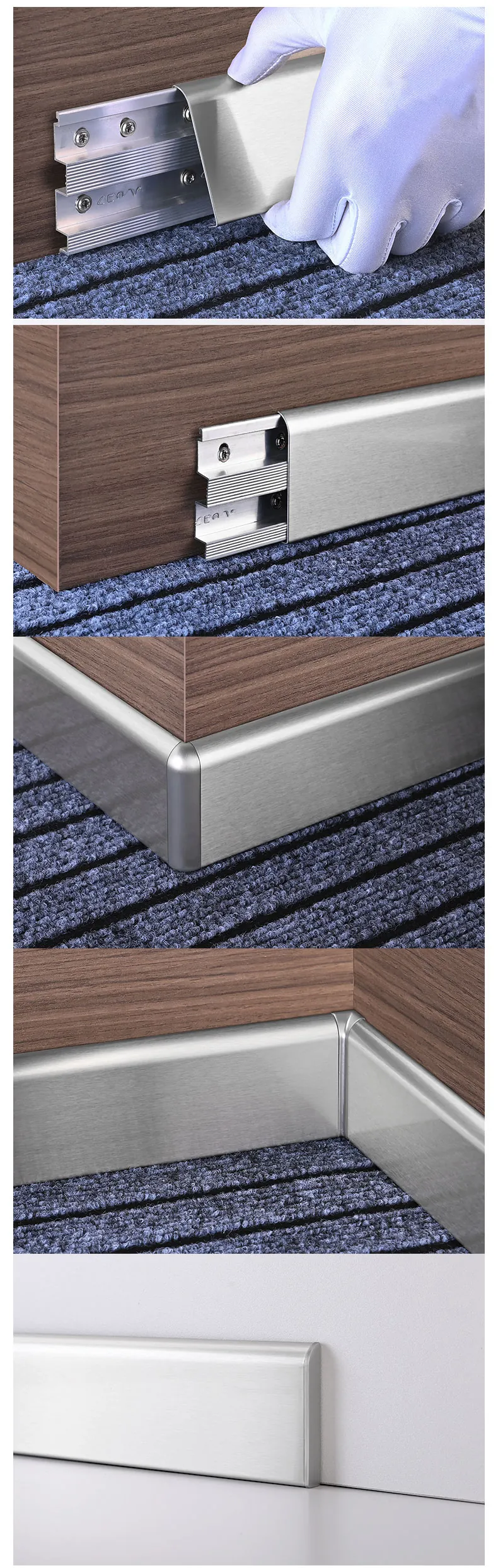 Case Black Stainless Steel Floor Skirting Board Wall Protector Corner Profile 003