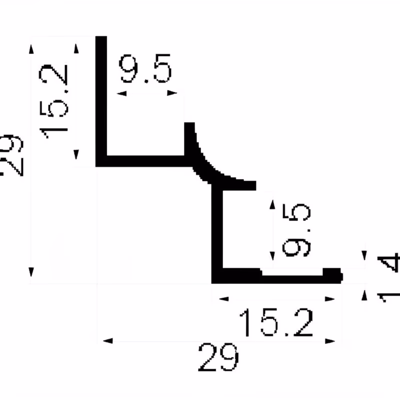 Cruved Flanged Inside Corner Size Specification